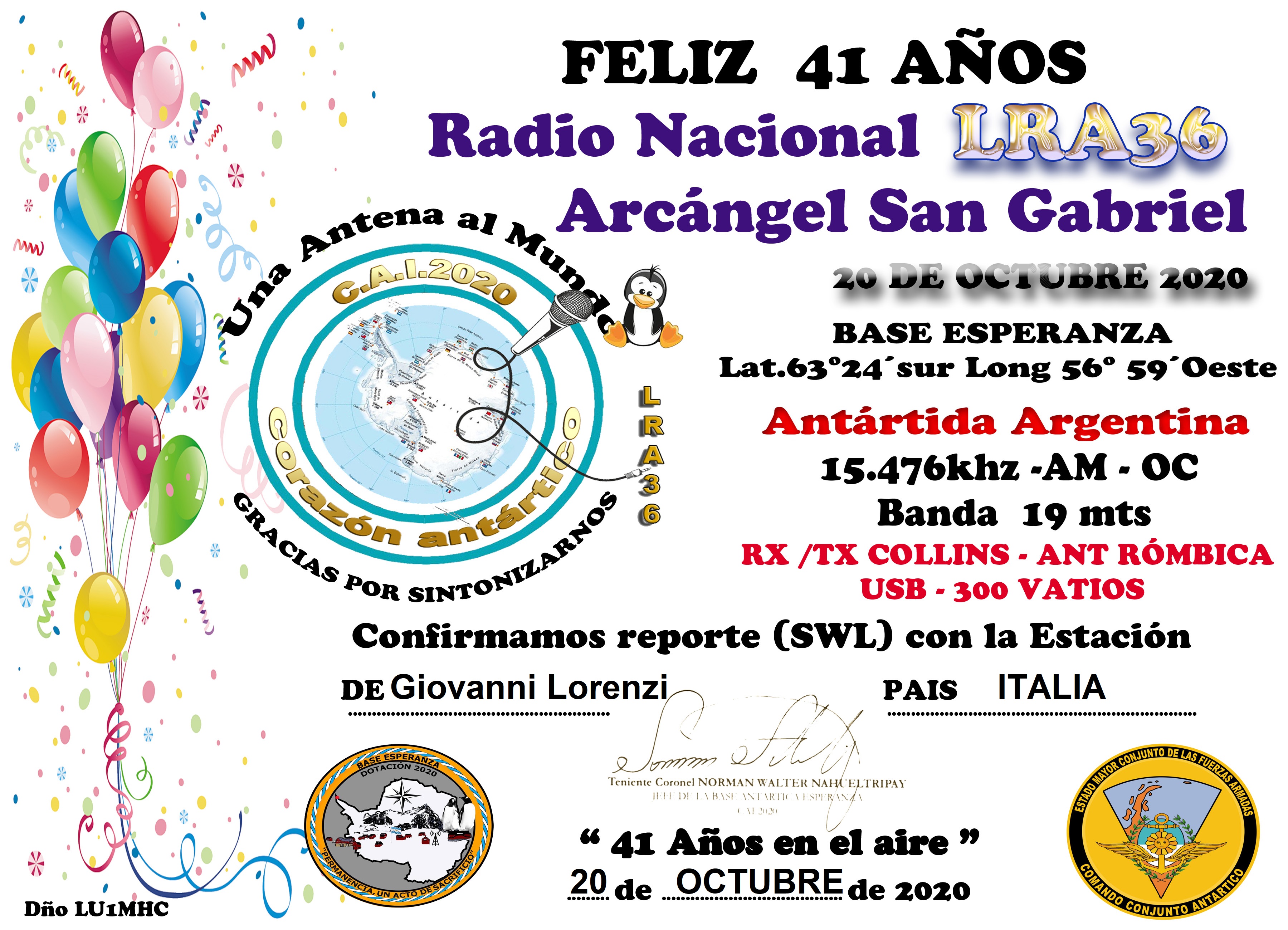 LRA36 QSL 41 ANNI